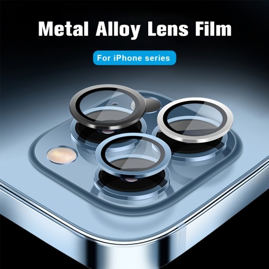 3D Camera Protective Glass For Iphone 14 13 12 Pro Max Plus Metal Frame Anti-Scratch Rear Lens Cover With Locator