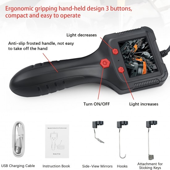 Borescope Endoscope Inspection Camera With 8 Led Lights, Handheld Sewer Endoscope Camera Screen Borescope Portable Snake Camera With 16.4FT