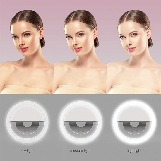 LED Smart Phone Camera Photo Beauty Light,Ring Light Clipped On The Phone,Three Files Lighting Adjustment.